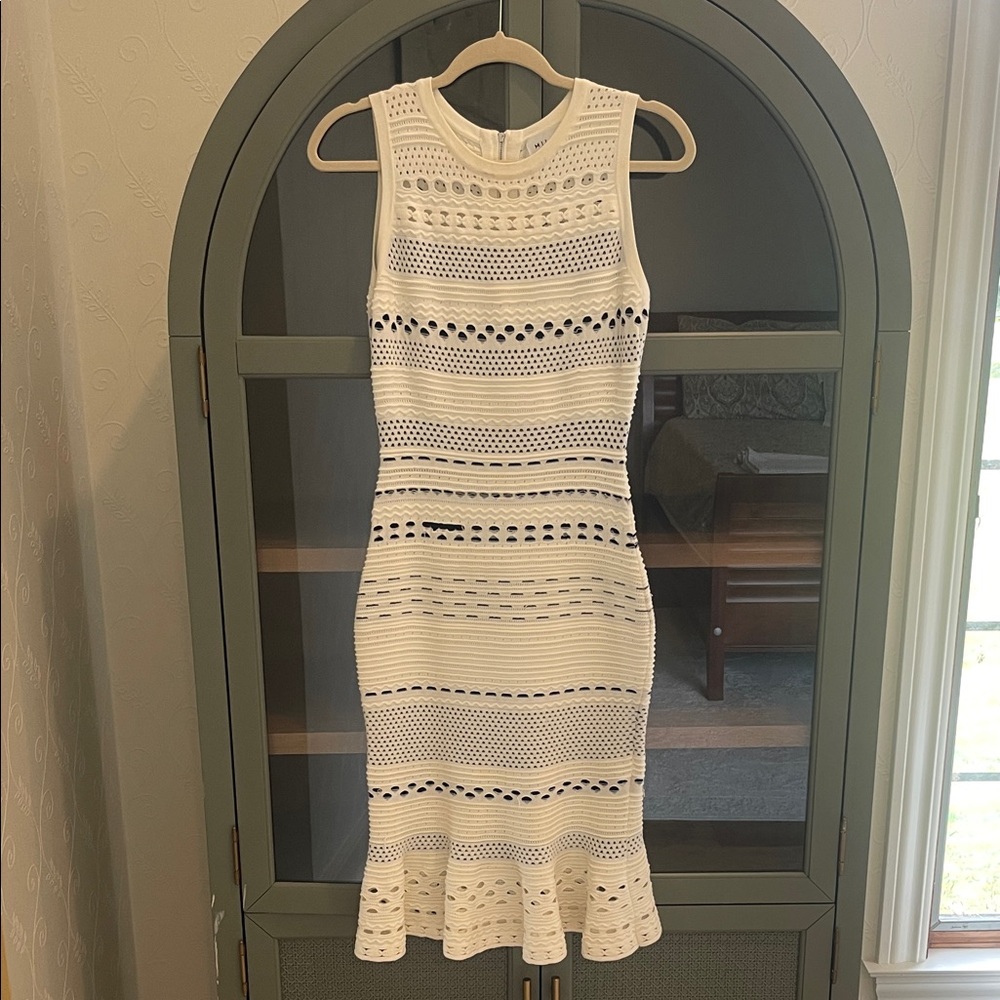 Milly White Crochet Midi Dress